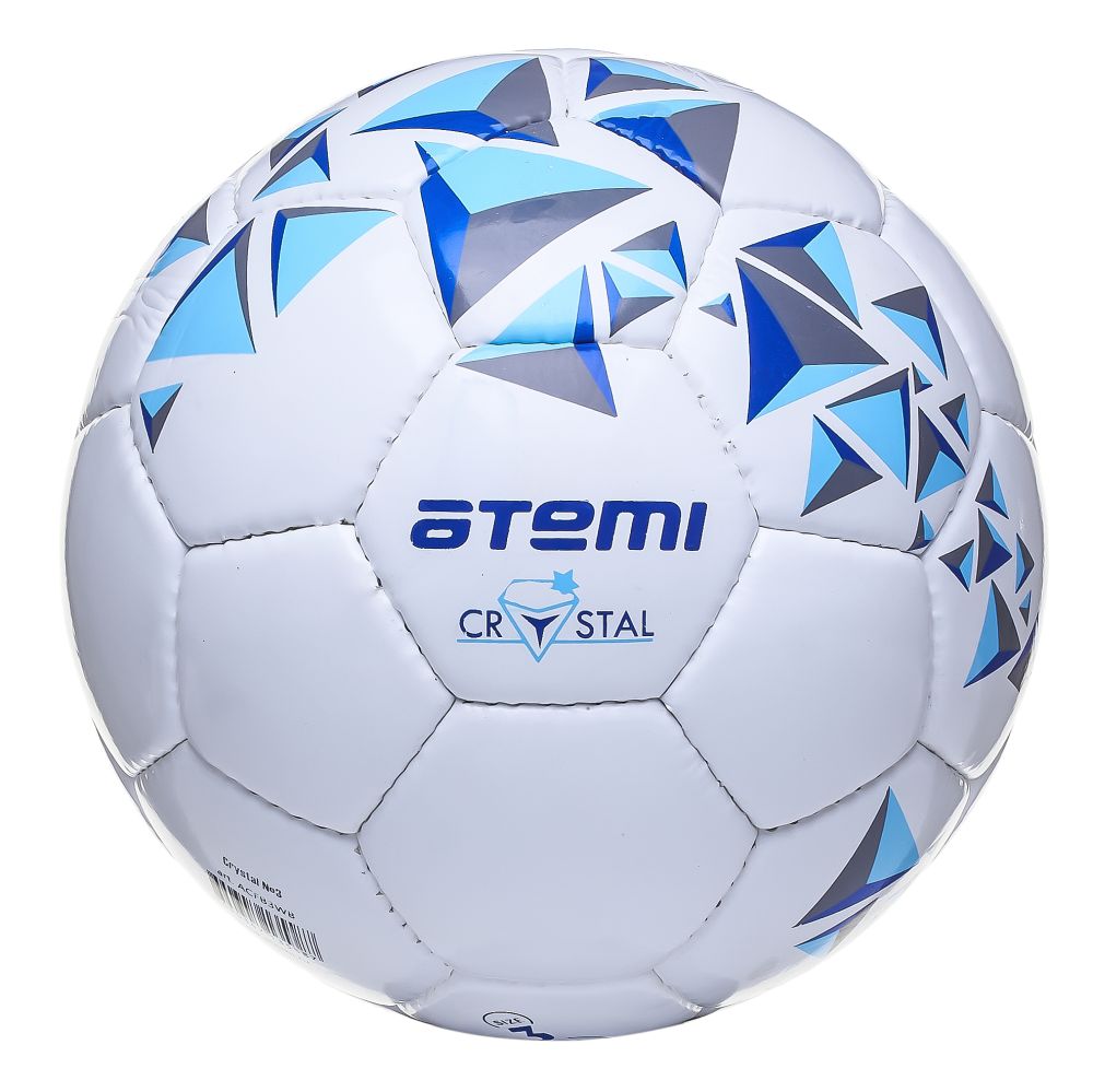 Мяч футбольный ATEMI CRYSTAL, PVC, бел/темно син, р.3, р/ш, окруж 60-61