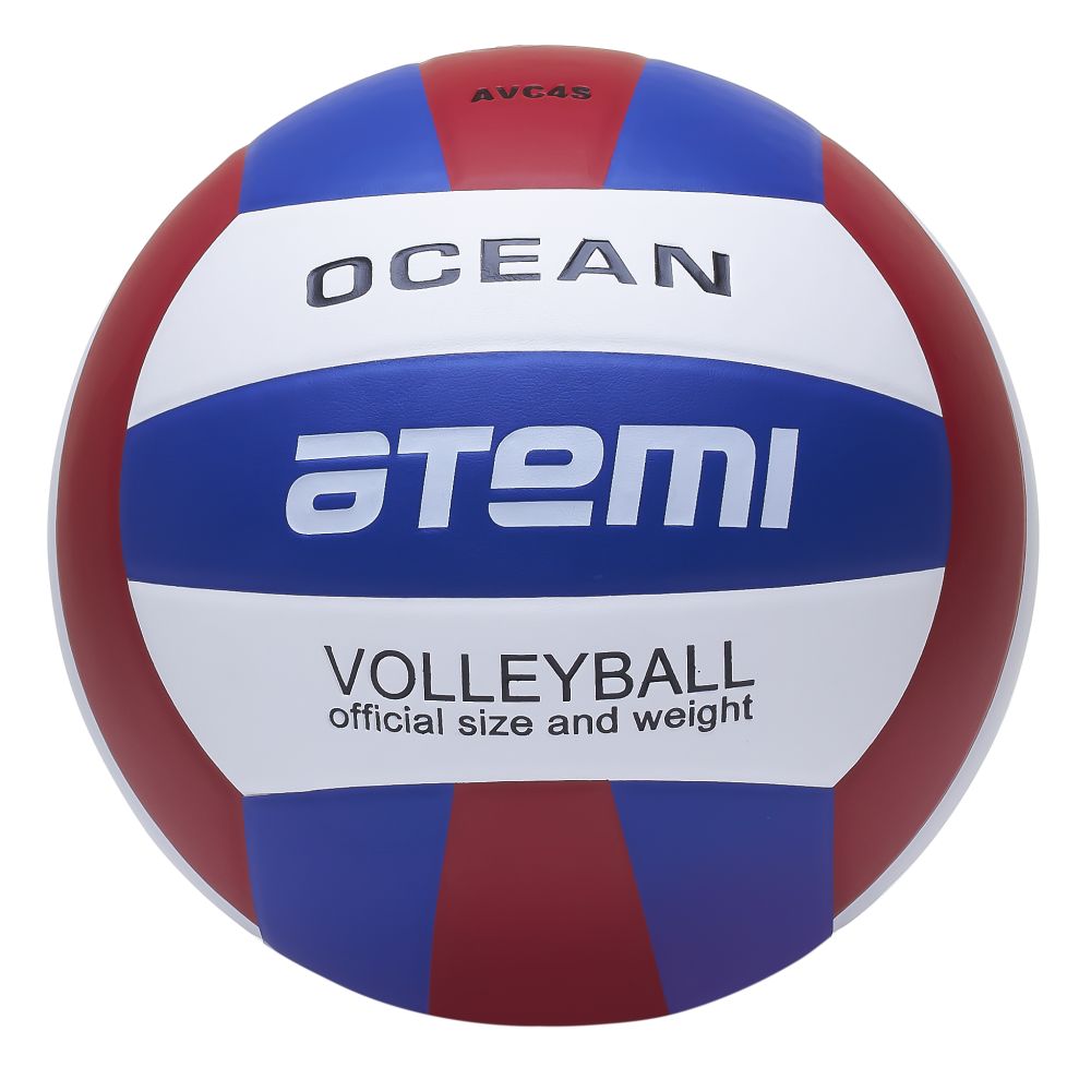 Мяч волейбольный Atemi OCEAN, синтетическая кожа PU, син-красн-бел, 18 п,клееный, р.5 , окруж 65-67