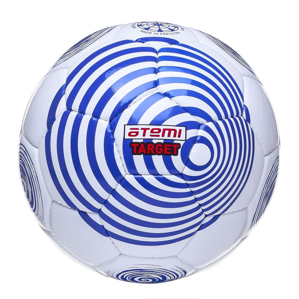 Мяч футбольный ATEMI TARGET, PVC, бел/синий , р.5 , р/ш, окруж 68-70