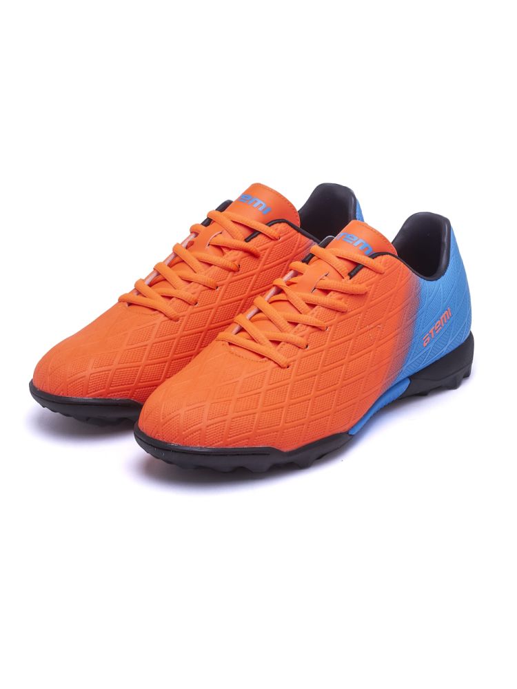 Бутсы футбольные ATEMI, SBA-005 TURF KIDS, цв. оранжевый/ голубой