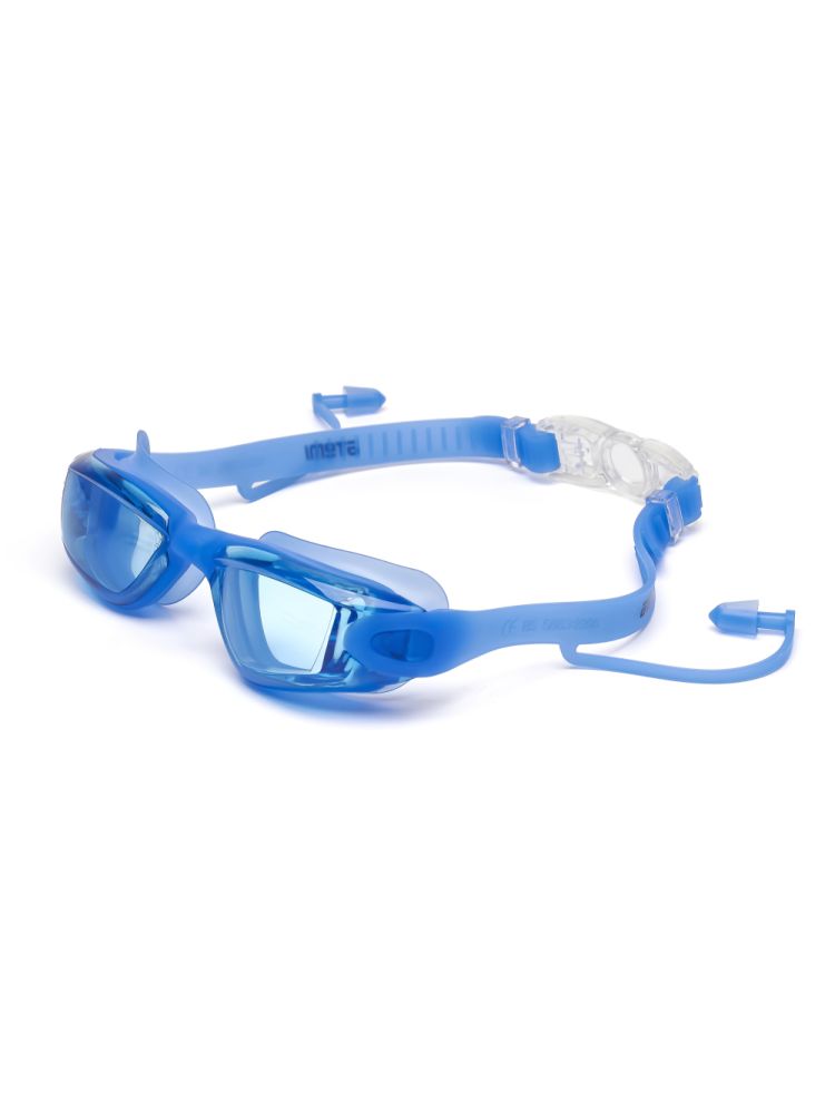 Очки для плавания Atemi, силикон, с берушами (голубой), N8601