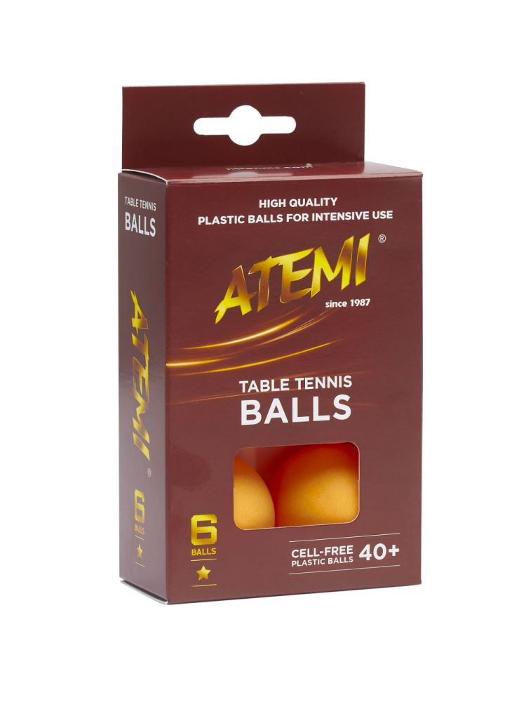 Уценка - Мячи для настольного тенниса Atemi 1* оранж., 6 шт.